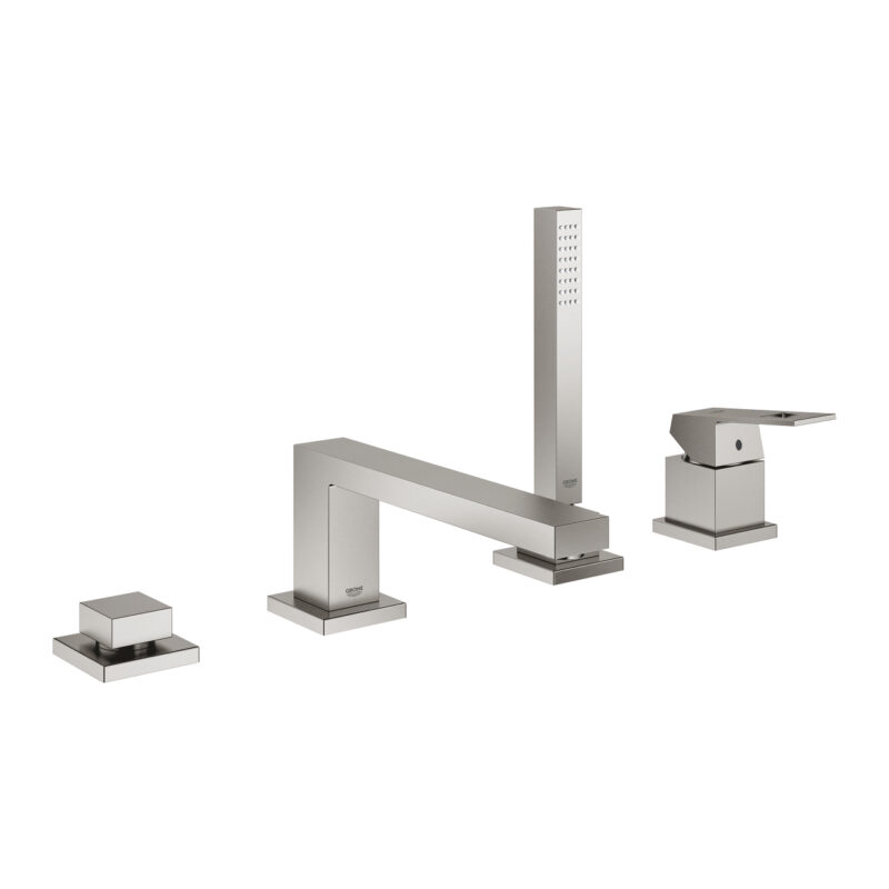 Grohe Eurocube Dört Delikli Küvet Bataryası, Paslanmaz Çelik - 19897DC1 - Ankastre Küvet Bataryası
