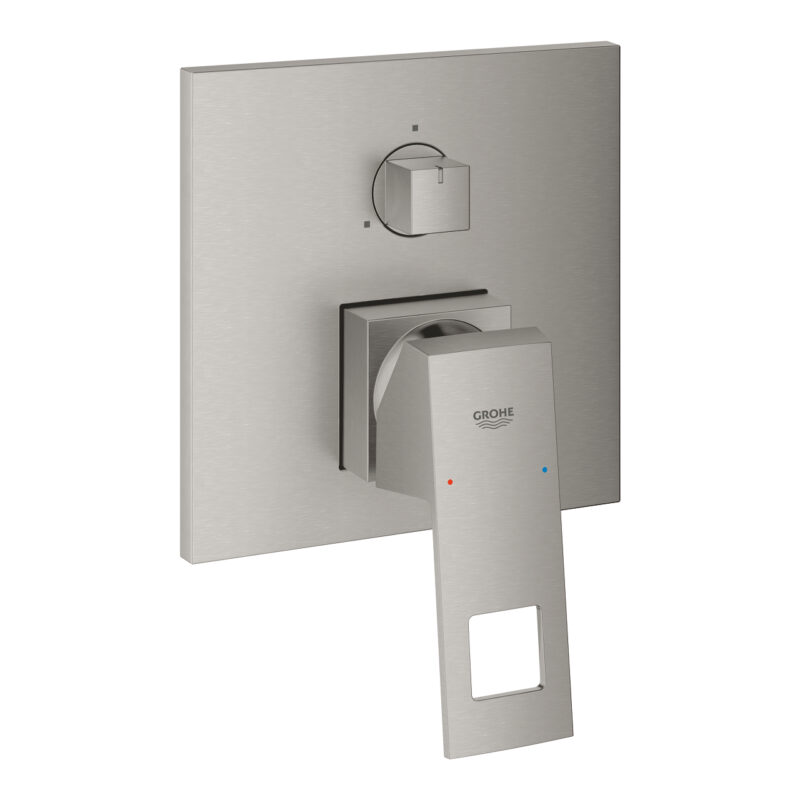 Grohe Eurocube Tek Kumandalı 3 Yönlü Banyo Bataryası, Paslanmaz Çelik - 24094DC0 - Ankastre Banyo Bataryası