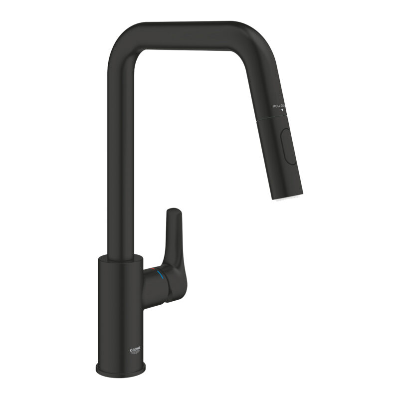 Grohe Eurosmart Tek Kumandalı Eviye Bataryası, Mat Siyah - 306192430 - Mutfak Eviye Bataryası