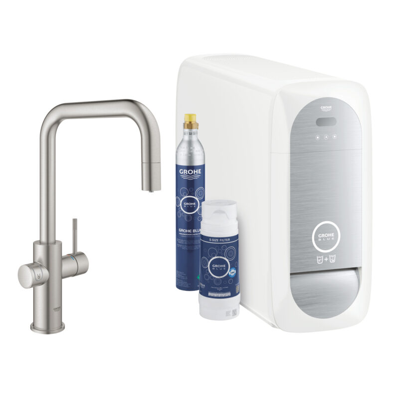 Grohe Grohe Blue Home U-Spout Starter Kit With Pull-Out Mousseur, Paslanmaz Çelik - 31543DC0 - Banyo ve Mutfak Tamamlayıcı Gereçleri