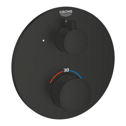 Grohe Grohtherm Ankastre Termostatik Banyo Bataryası, Mat Siyah - 1022122430 - Banyo Bataryası