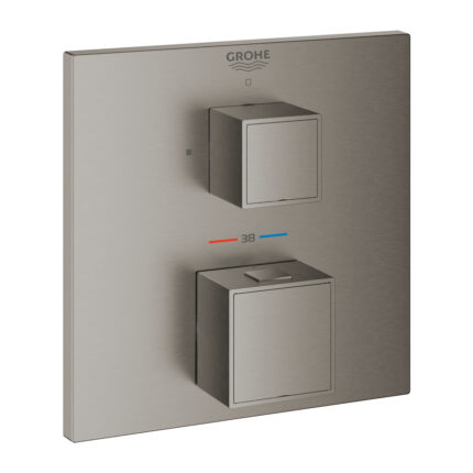 Grohe Grohtherm Cube Ankastre Termostatik Banyo Bataryası, Brushed Hard Graphite - 24153AL0 - Banyo Bataryası
