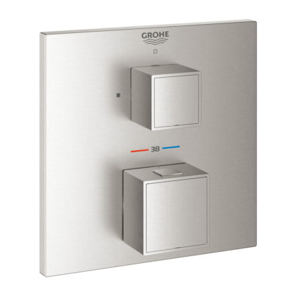 Grohe Grohtherm Cube Ankastre Termostatik Banyo Bataryası, Paslanmaz Çelik - 24153DC0 - Banyo Bataryası
