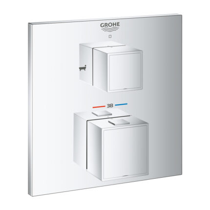 Grohe Grohtherm Cube Çift Yönlü Ankastre Termostatik Banyo Bataryası, Krom - 24155000 - Termostatik Bataryalar, Banyo Bataryası