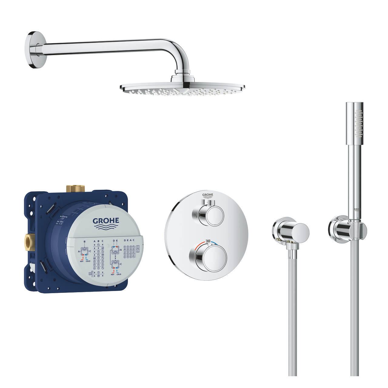 grohe grohtherm rainshower cosmopolitan 210 dus seti krom 34732000 Grohe Grohtherm Rainshower Cosmopolitan 210 Duş Seti, Krom - 34732000 - Duş Setleri, Yağmur Duş Sistemleri