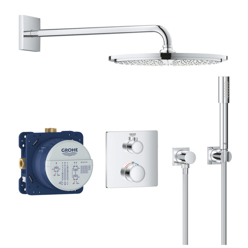 Grohe Grohtherm Rainshower Cosmopolitan 310 Duş Seti, Krom - 34730000 - Ankastre Duş Setleri