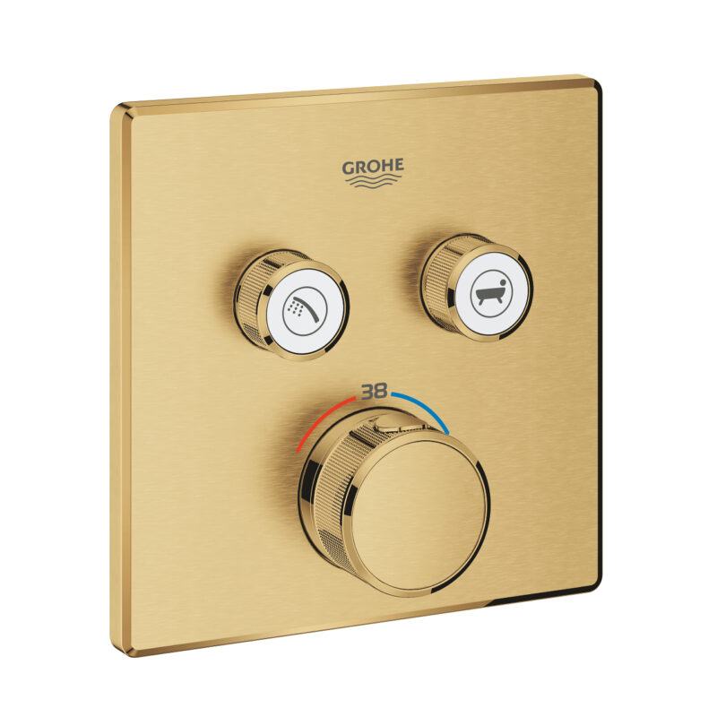 Grohe Grohtherm SmartControl Çift Valfli Akış Kontrollü, Ankastre Termostatik Duş Bataryası, Brushed Cool Sunrise - 29124GN0 - Ankastre Termostatik Duş Bataryası