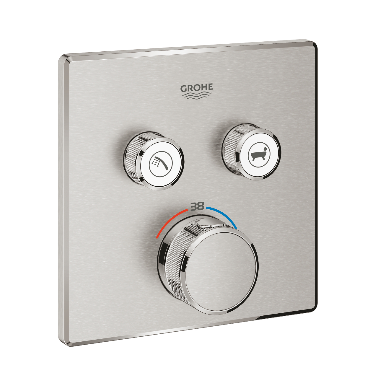 grohe grohtherm smartcontrol cift valfli akis kontrollu ankastre termostatik dus bataryasi paslanmaz celik 29124DC0 Grohe Grohtherm SmartControl Çift Valfli Akış Kontrollü, Ankastre Termostatik Duş Bataryası, Paslanmaz Çelik - 29124DC0 - Duş Bataryası
