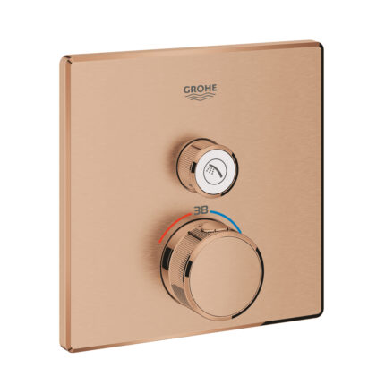 Grohe Grohtherm SmartControl Tek Valfli Akış Kontrollü, Ankastre Termostatik Duş Bataryası, Brushed Warm Sunset - 29123DL0 - Duş Bataryası