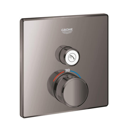 Grohe Grohtherm SmartControl Tek Valfli Akış Kontrollü, Ankastre Termostatik Duş Bataryası, Hard Graphite - 29123A00 - Duş Bataryası