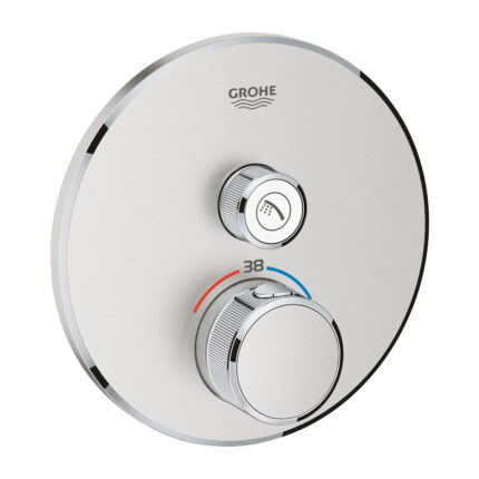 Grohe Grohtherm SmartControl Tek Valfli Akış Kontrollü, Ankastre Termostatik Duş Bataryası, Paslanmaz Çelik - 29118DC0 - Duş Bataryası