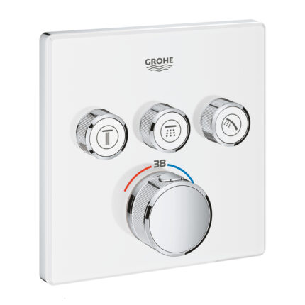 Grohe Grohtherm SmartControl Üç Valfli Akış Kontrollü, Ankastre Termostatik Duş Bataryası, Ay Beyazı/Krom - 29157LS0 - Duş Bataryası
