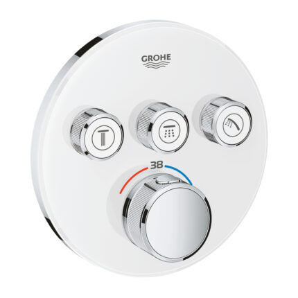 Grohe Grohtherm SmartControl Üç Valfli Akış Kontrollü, Ankastre Termostatik Duş Bataryası, Ay Beyazı/Krom - 29904LS0 - Duş Bataryası