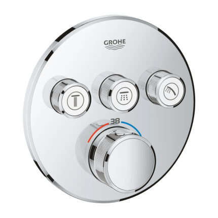Grohe Grohtherm SmartControl Üç Valfli Akış Kontrollü, Ankastre Termostatik Duş Bataryası, Krom - 29121000 - Duş Bataryası