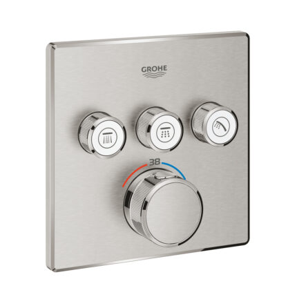 Grohe Grohtherm SmartControl Üç Valfli Akış Kontrollü, Ankastre Termostatik Duş Bataryası, Paslanmaz Çelik - 29126DC0 - Duş Bataryası