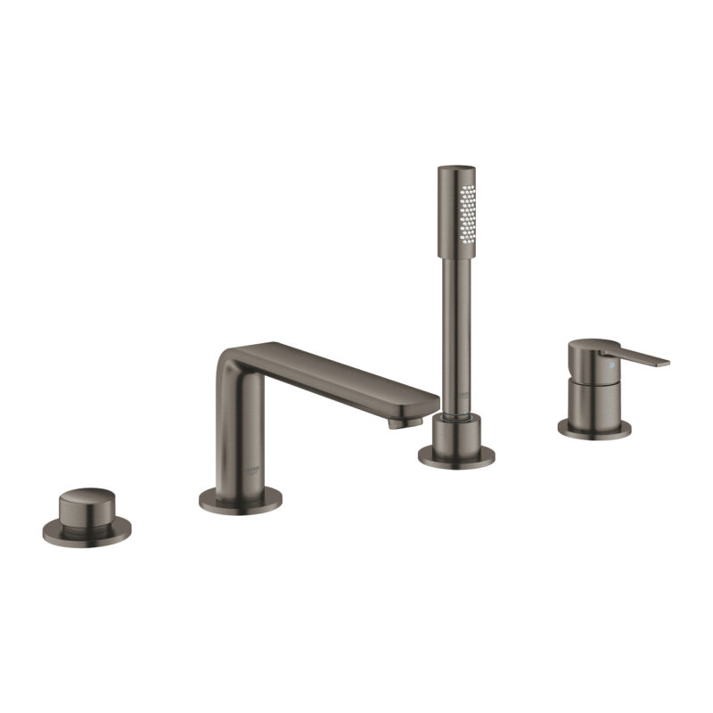 Grohe Lineare Dört Delikli Küvet Bataryası, Brushed Hard Graphite - 19577AL1 - Ankastre Küvet Bataryası