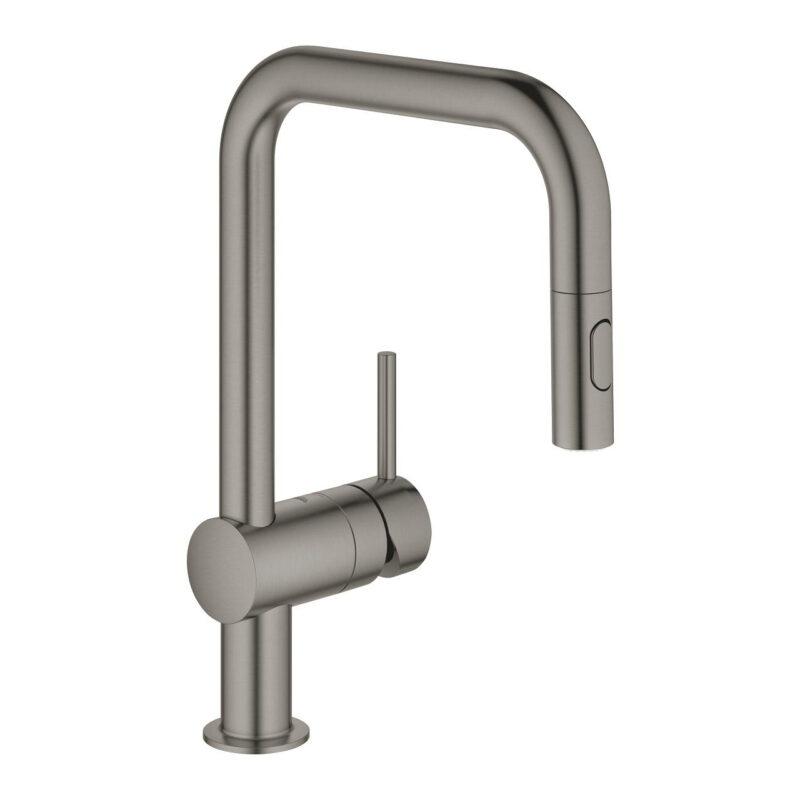 Grohe Minta Tek Kumandalı Eviye Bataryası, Brushed Hard Graphite - 32322AL2 - Mutfak Eviye Bataryası