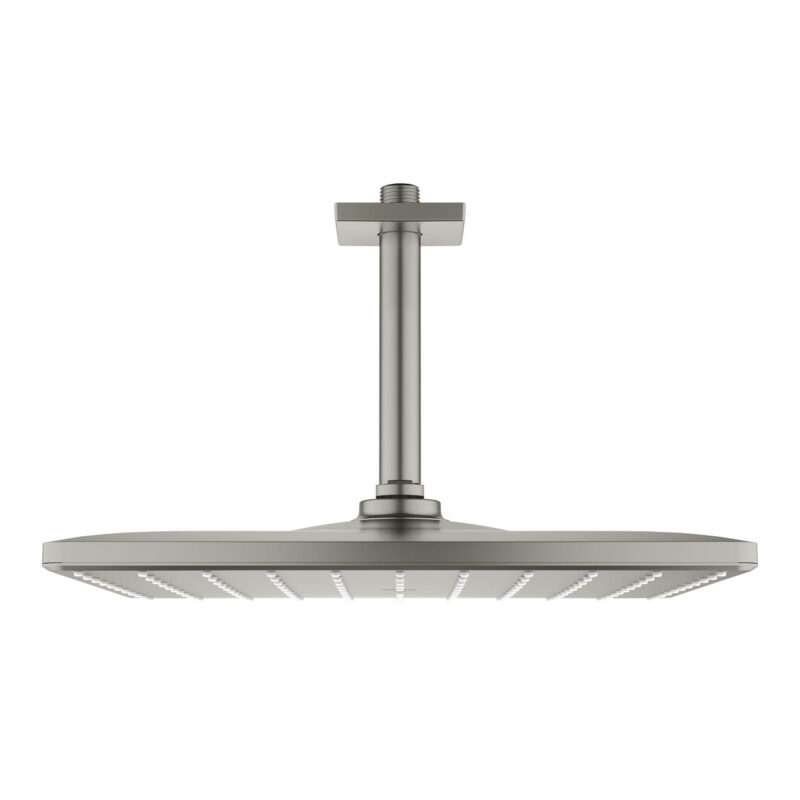 Grohe Rainshower Mono 310 Cube Tepe Duşu Seti 142 mm, Tek Akışlı, Satin Steel - 26566MS0 - Tepe Duşları