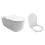 Bocchi V-Tondo Kanalsız Asma Klozet + Yavaş Kapanır Kapağı, Parlak Beyaz