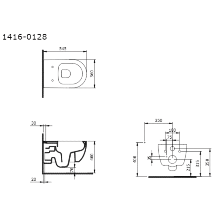 Bocchi V-Tondo Kanalsız Asma Klozet + Yavaş Kapanır Kapağı, Parlak Beyaz - Görsel 3