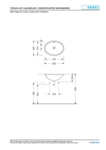 Serel Tezgah Altı Oval Lavabo - 56 cm - Görsel 2