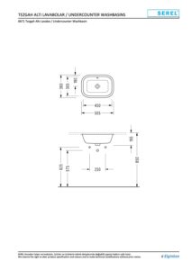 Serel Tezgah Altı Dikdörtgen Lavabo - 50 cm - Görsel 2