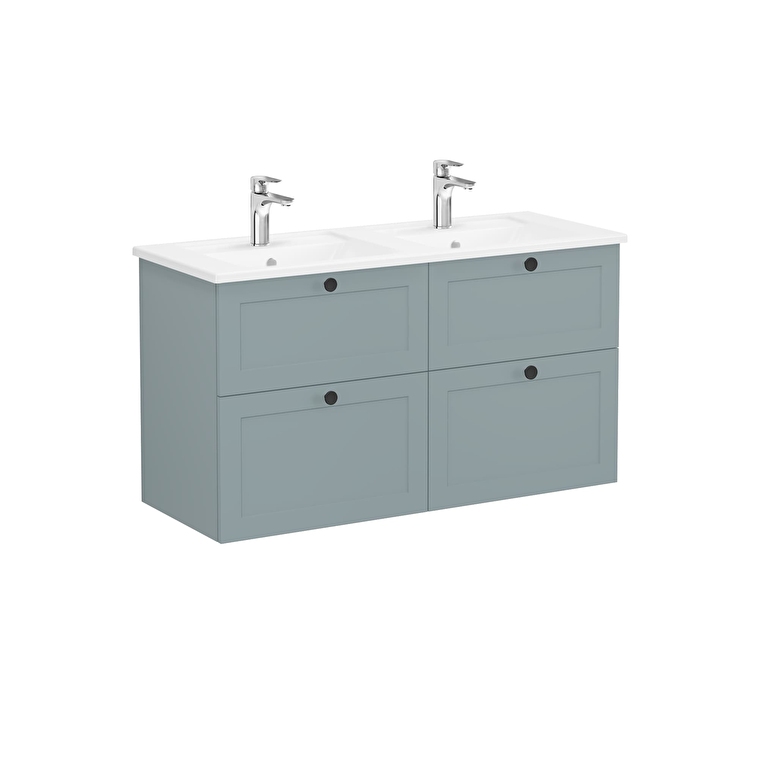 VitrA Root Classic Lavabo Dolabı, 120 cm, Dört Çekmeceli, Köşeli Lavabo, Mat Fiyord Yeşili