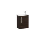 VitrA Root Flat Lavabo Dolabı, 45 cm, Bir Kapaklı, Dar, Köşeli Lavabo, Ceviz, Sağ