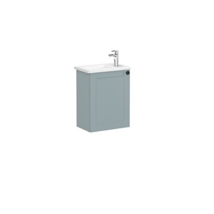 VitrA Root Classic Lavabo Dolabı, 45 cm, Bir Kapaklı, Dar, Köşeli Lavabo, Mat Fiyord Yeşili, Sol