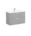 VitrA Root Flat Lavabo Dolabı, 100 cm, İki Çekmeceli, Köşeli Lavabo, Mat Kaya Gri - 68307 - Banyo Alt Modülleri