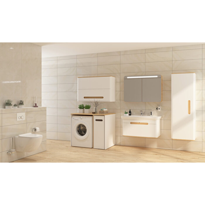 VitrA Sento Boy Dolabı, 55 cm, Bir Kapaklı, Temizlik Gereçleri İçin, Mat Beyaz, Sağ - Görsel 2