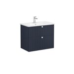 VitrA Root Groove Lavabo Dolabı, 80 cm, İki Çekmeceli, Yuvarlak Lavabo, Mat Lacivert - Görsel 3