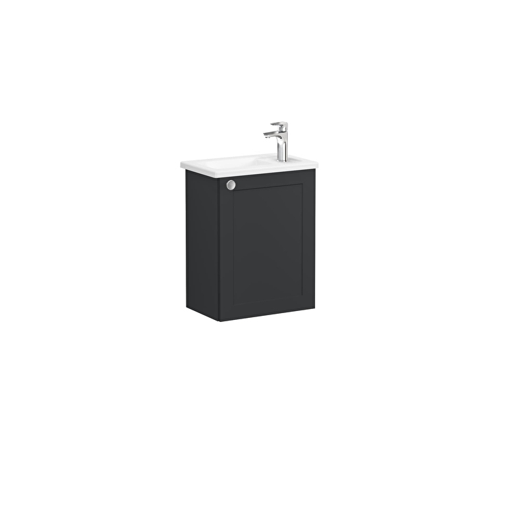 VitrA Root Classic Lavabo Dolabı, 45 cm, Bir Kapaklı, Dar, Köşeli Lavabo, Mat Grafit, Sağ - 68614 - Banyo Alt Modülleri