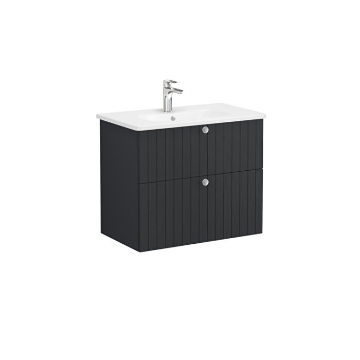 09055ba07150b55d6a09ab8e6c6712bbe39a2d5b-2.jpg VitrA Root Groove Lavabo Dolabı, 80 cm, İki Çekmeceli, Yuvarlak Lavabo, Mat Grafit - 69440 - Banyo Alt Modülleri - 1