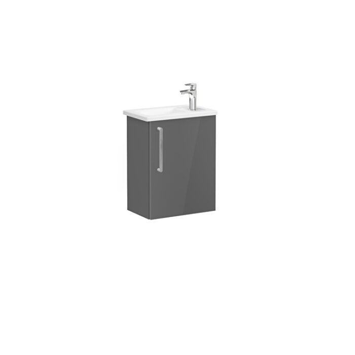 VitrA Root Flat Lavabo Dolabı, 45 cm, Bir Kapaklı, Dar, Köşeli Lavabo, Parlak Antrasit, Sağ - Görsel 2