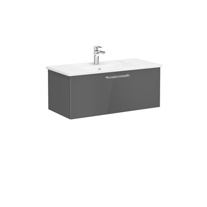 VitrA Root Flat Lavabo Dolabı, 100 cm, Bir Çekmeceli, Köşeli Lavabo, Parlak Antrasit - Görsel 2