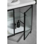 VitrA Liquid Lavabo Dolabı, 100 cm, Çizgili Cam Kapaklı, Ayaklı - Görsel 10