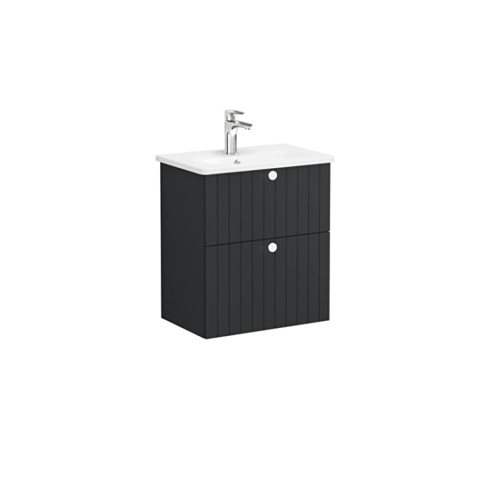 0dab831d772bc4f70c3da992c0228f38cb9de55a-3.jpg VitrA Root Groove Lavabo Dolabı, 60 cm, İki Çekmeceli, Dar, Yuvarlak Lavabo, Mat Grafit - 69244 - Banyo Alt Modülleri - 2