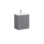 VitrA Root Groove Lavabo Dolabı, 60 cm, İki Çekmeceli, Dar, Yuvarlak Lavabo, Mat Gri - Görsel 3