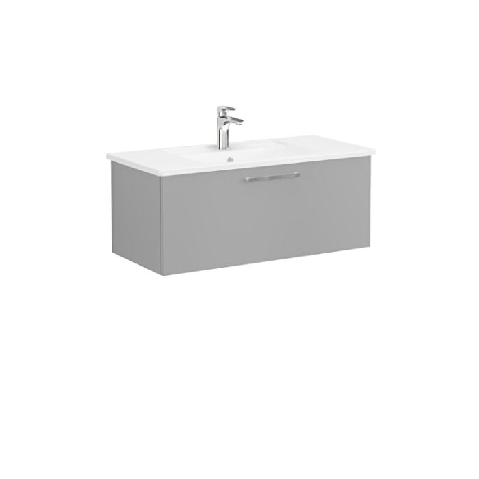 VitrA Root Flat Lavabo Dolabı, 100 cm, Bir Çekmeceli, Köşeli Lavabo, Mat Kaya Gri - 68242 - Banyo Alt Modülleri - 2