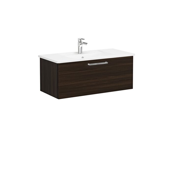VitrA Root Flat Lavabo Dolabı, 100 cm, Bir Çekmeceli, Köşeli Lavabo, Ceviz - Görsel 3