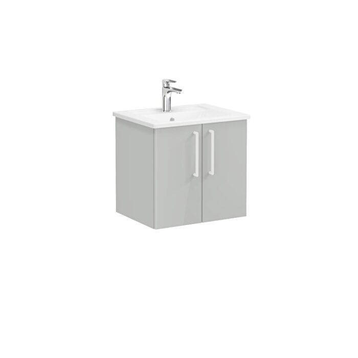 VitrA Root Flat Lavabo Dolabı, 60 cm, İki Kapaklı, Köşeli Lavabo, Parlak İnci Grisi - Görsel 3