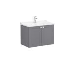 VitrA Root Classic Lavabo Dolabı, 80 cm, İki Kapaklı, Klasik Lavabo, Mat Gri - 68724 - Banyo Alt Modülleri - 1