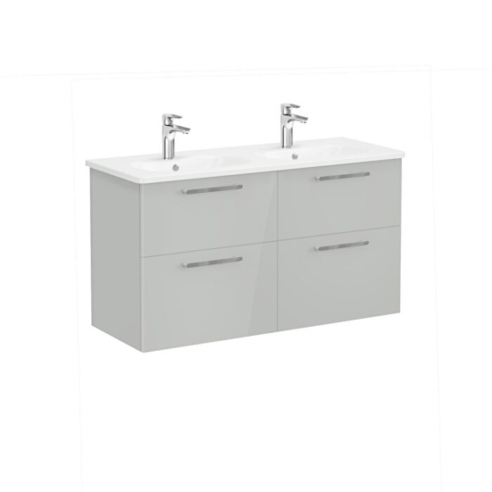 VitrA Root Flat Lavabo Dolabı, 120 cm, Dört Çekmeceli, Yuvarlak Lavabo, Parlak İnci Grisi - Görsel 3