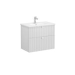 VitrA Root Groove Lavabo Dolabı, 80 cm, İki Çekmeceli, Yuvarlak Lavabo, Mat Açık Gri - Görsel 3