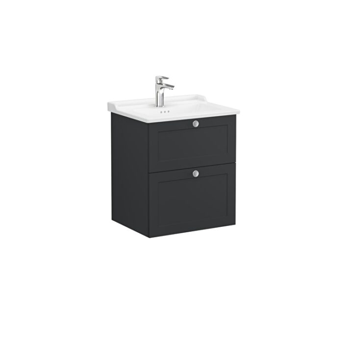 VitrA Root Classic Lavabo Dolabı, 60 cm, İki Çekmeceli, Klasik Lavabo, Mat Grafit - 68852 - Banyo Alt Modülleri - 1