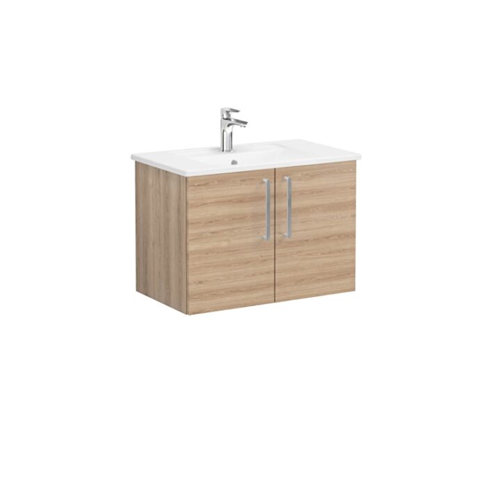 VitrA Root Flat Lavabo Dolabı, 80 cm, İki Kapaklı, Köşeli Lavabo, Doğal Meşe - 66386 - Banyo Alt Modülleri - 2