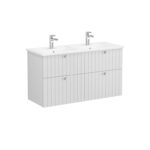 VitrA Root Groove Lavabo Dolabı, 120 cm, Dört Çekmeceli, Köşeli Lavabo, Mat Açık Gri - 69514 - Banyo Alt Modülleri