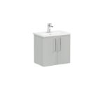 VitrA Root Flat Lavabo Dolabı, 60 cm, İki Kapaklı, Dar, Yuvarlak Lavabo, Parlak İnci Grisi - Görsel 3