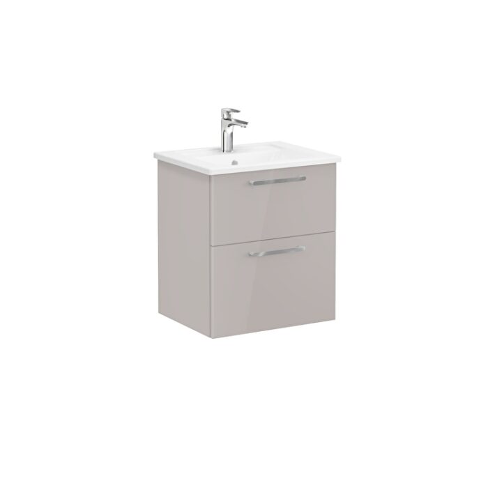 VitrA Root Flat Lavabo Dolabı, 60 cm, İki Çekmeceli, Köşeli Lavabo, Parlak Sahra Beji - Görsel 3